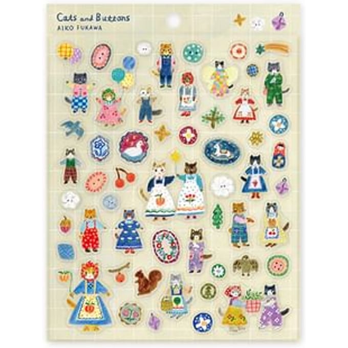 Cats and Buttons /Aiko Fukawa Sticker One Size