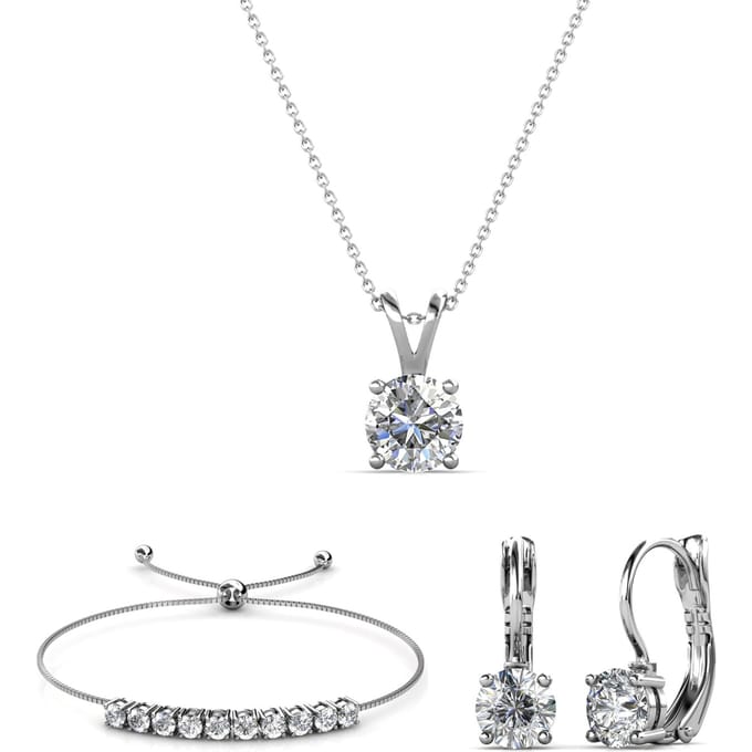 Mia Ronde Vernice Sets - Zilver en Kristal