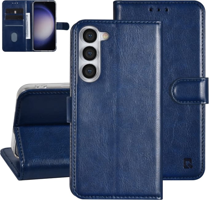 UNIQ Accessory Galaxy S23 Plus Book Case hoesje - Pasjeshouder voor 3 pasjes - Magneetsluiting - Hanger - Blauw