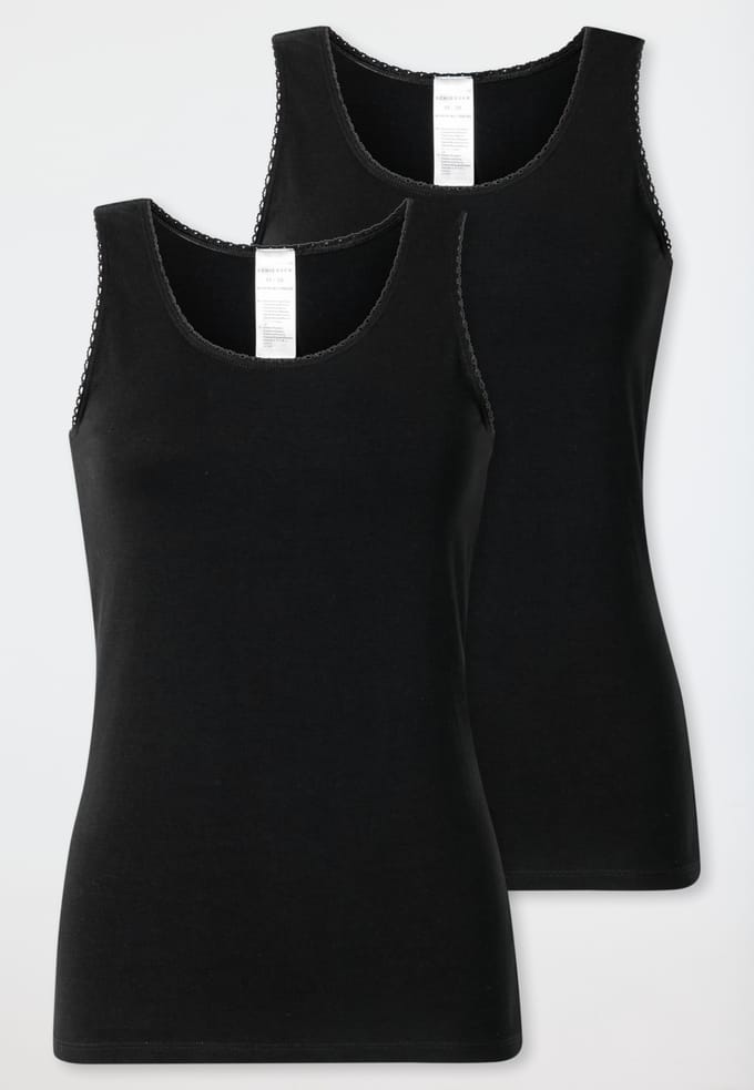 Schiesser 2PACK Top hemdjes Modern Multipacks - Dames Onderhemd zwart