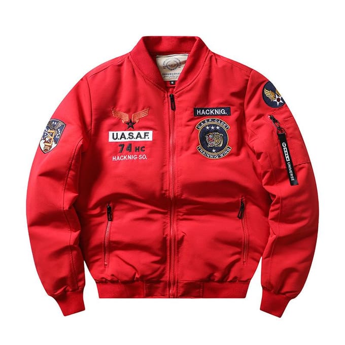 Veste courte en coton matelassée à col montant et coupe ajustée pour homme, style rétro M red
