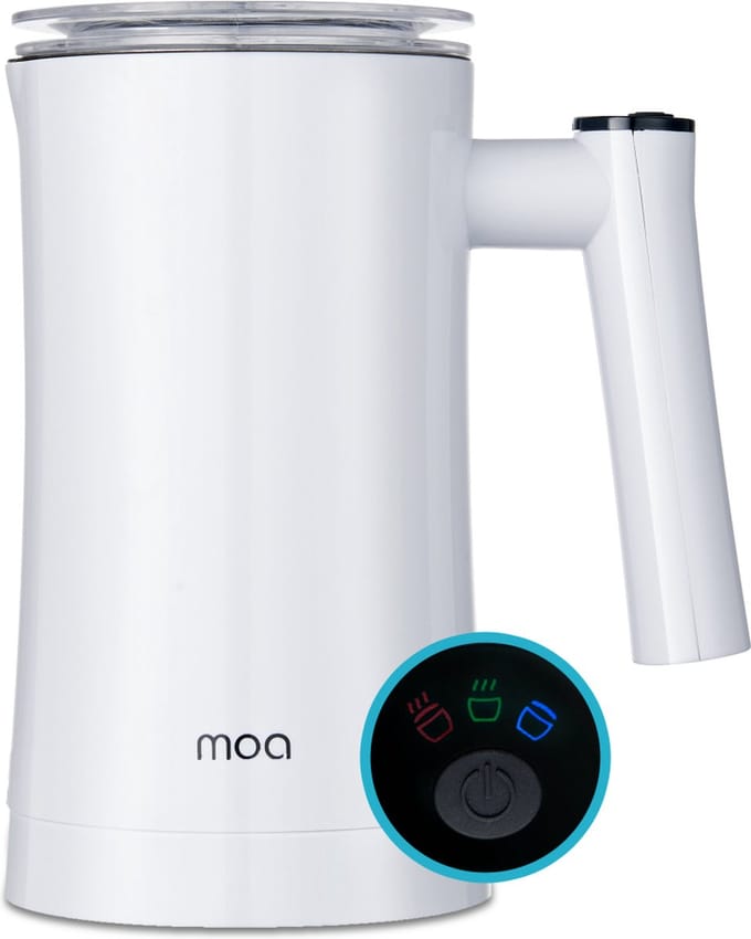 MOA Elektrische Melkopschuimer - 3-in-1 - Handige Melkschuimer - 330 ML - Voor Cappuccino - Melkklopper - Wit