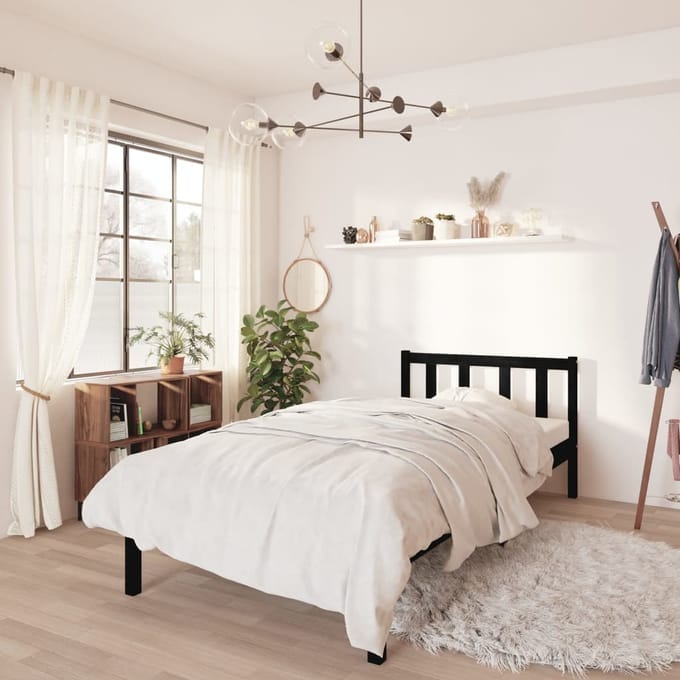 vidaXL - Bedframe - massief - grenenhout - zwart - 75x190 - cm