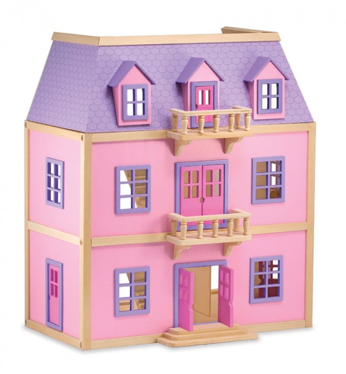 Melissa & Doug - Houten Poppenhuis met 3 Verdiepingen