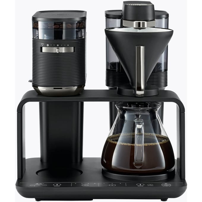 Melitta EPOS Filterkoffiezetapparaat | 400650821941.4 | Zwart/Zilver met Geïntegreerde Molen en 360° Roterende Wateruitloop voor Perfecte Extractie