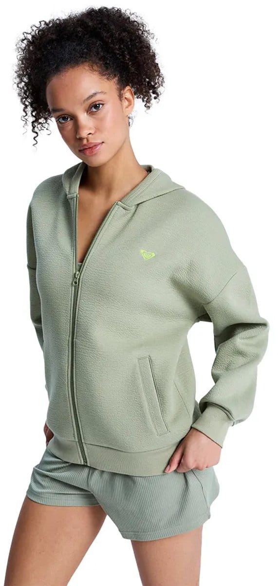 Roxy Rise & Vibe Textured Sweatshirt Met Rits Groen M Vrouw