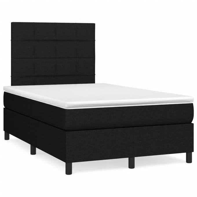 vidaXL - Boxspring - met - matras - en - LED - stof - zwart - 120x190 - cm
