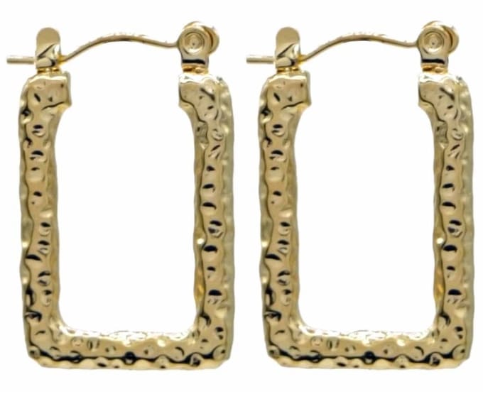 Oorbellen Rechthoekig - Oorringen - RVS - 2,5 cm - Goudkleurig