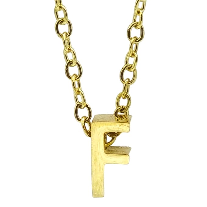 Initial ketting letter F - Minimalistisch - Goudkleurig Staal