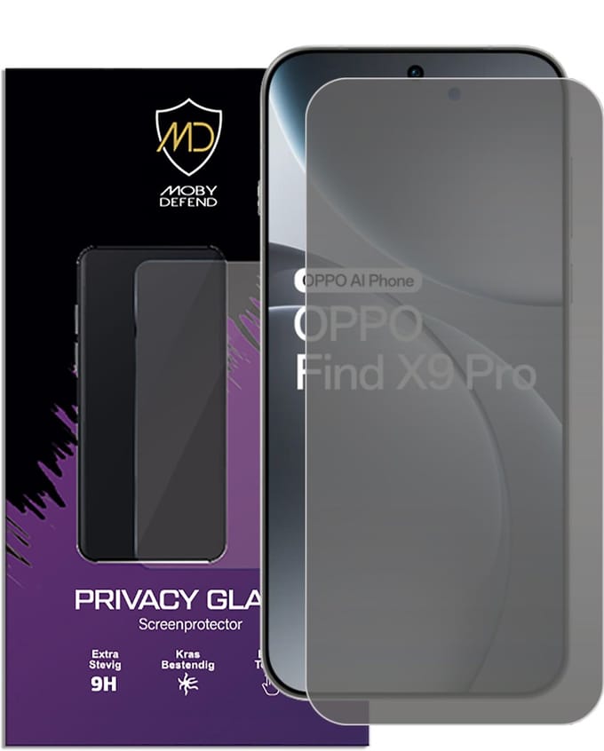 MobyDefend Screenprotector - Geschikt voor Oppo Find X9 Pro - HD Privacy Glass Screensaver