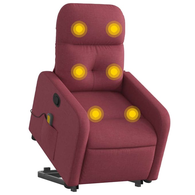 vidaXL - Sta-op-massagestoel - verstelbaar - stof - wijnrood