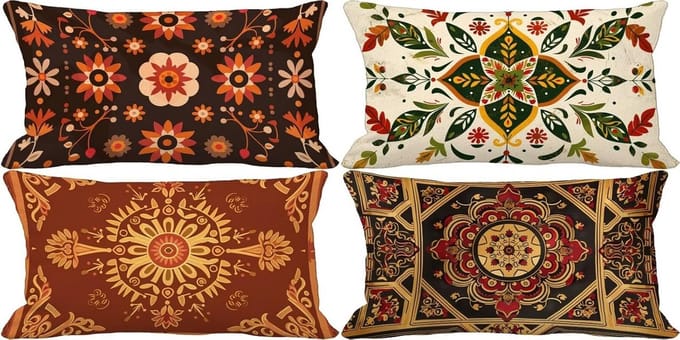Set van 4 Oranje Geometrische Sierkussenslopen 60x80 cm Waterdicht