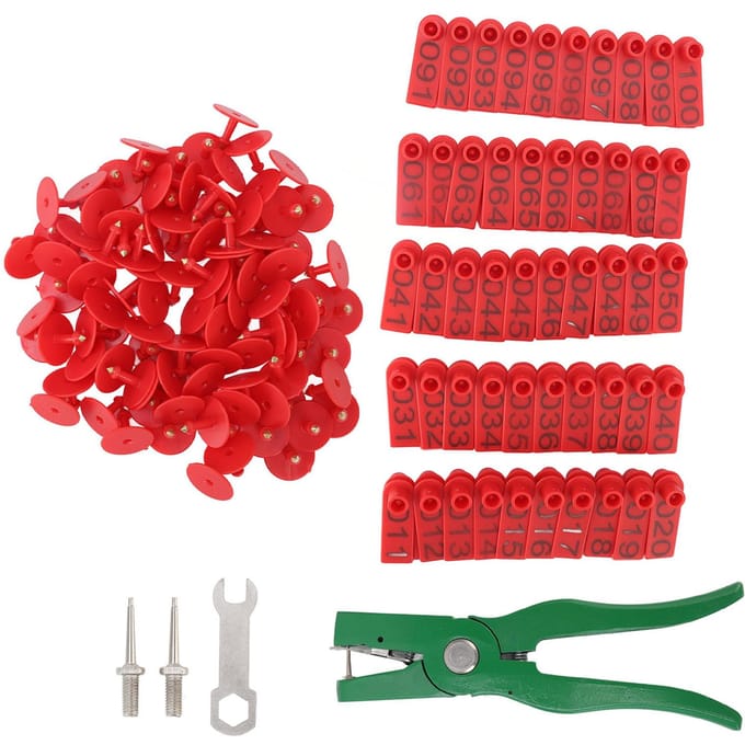 Oormerktang Professionele Dierlijke Oormerk Applicator met Oormerken voor Vee Fok red