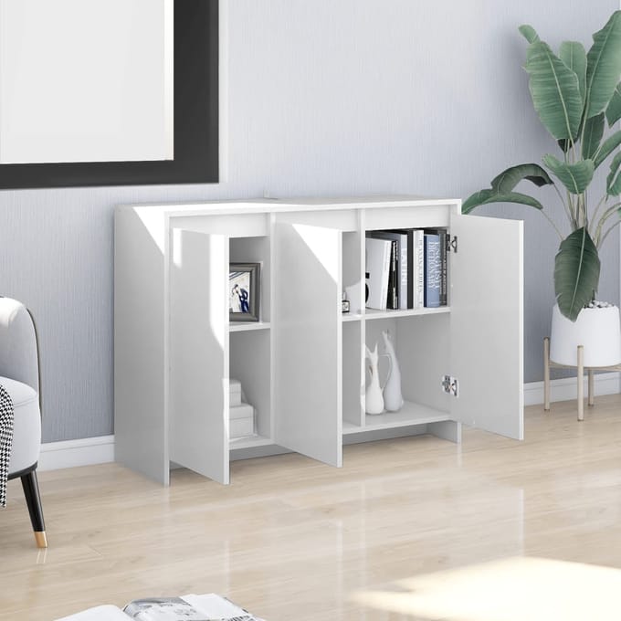 vidaXL - Dressoir - 102x33x75 - cm - bewerkt - hout - wit