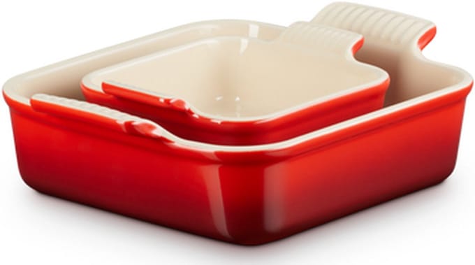 Le Creuset - Ovenschaal Vierkant - Set Van 2 Stuks - Kersenrood