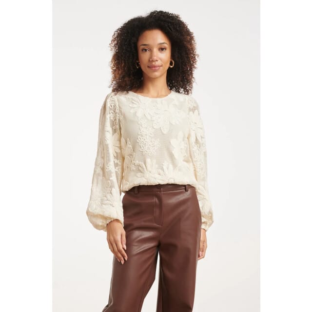 Smashed Lemon Mesh top met 3d bloemenborduursel |