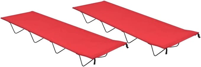 Campingbed - Opvouwbaar bed - Buiten recreatie - Robuuste stalen frame - 180 x 60 cm - Rood