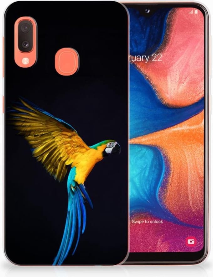 Samsung Galaxy A20e TPU Hoesje Papegaai