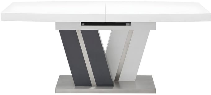 Vente-unique Uitschuifbare eettafel NOAMI II - 6 tot 8 personen - Gelakt MDF grijs en wit
