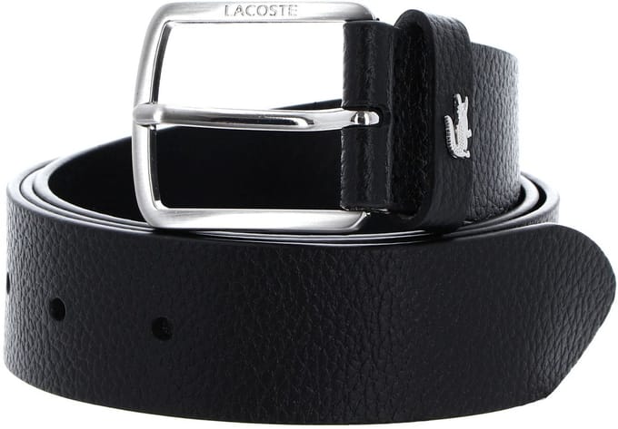 LACOSTE Leren riem Elegance Grained Leather Belt W130 Noir zwart