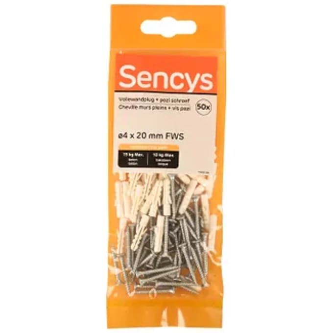 Sencys Plug Nylon - Diam. 4x20mm - 50 Stuks