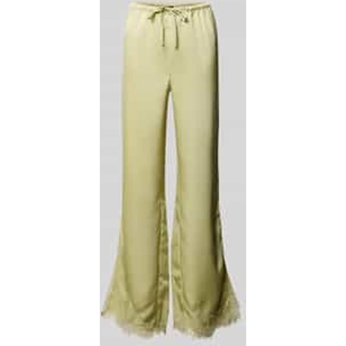 flared fit stoffen broek met kant