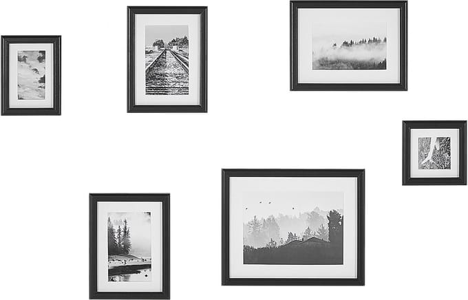 ZINIARE - Fotolijst Set van 6 - Zwart - Staand, Liggend - MDF