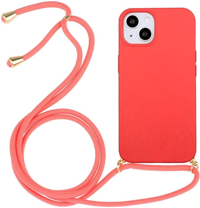 Geschikt voor Apple iPhone 15 Hoesje Flexibel TPU met Koord Back Cover Rood
