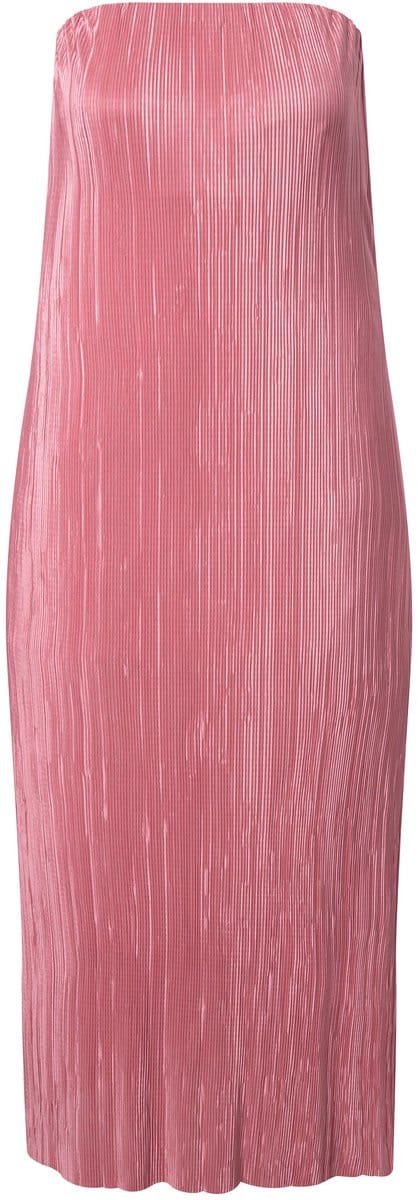Ulla Popken - Dames - Geplooide maxi-jurk elastische hals strapless - Fuchsia - Maat 42+