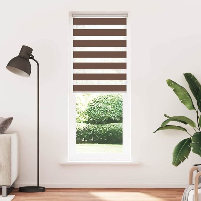 vidaXL - Zebra - rolgordijn - 70x230 - cm - stofbreedte - 65,9 - cm - polyester - bruin