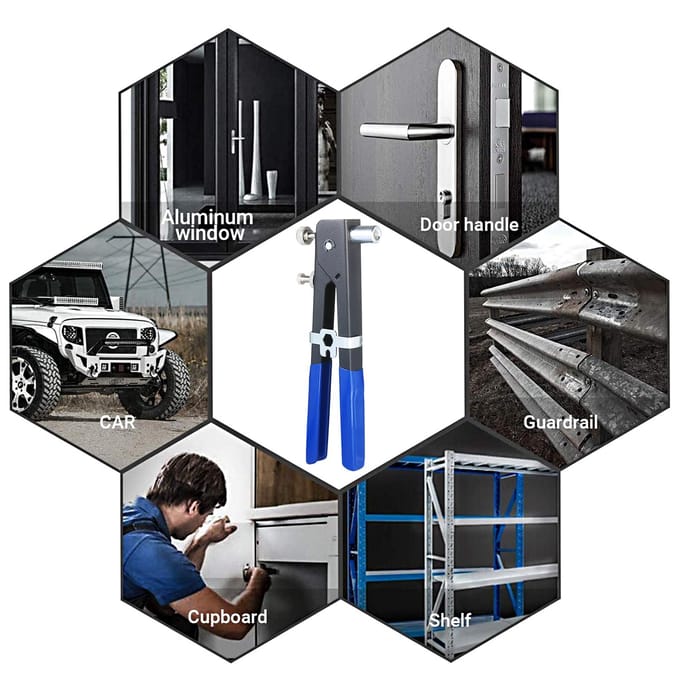 86PCS Klinkmoer Gereedschapsset Blindklinkmoer Handklinkmoersleutel Schroefdraadinzetstuk Gereedschap Klinkmoerpistool blauw