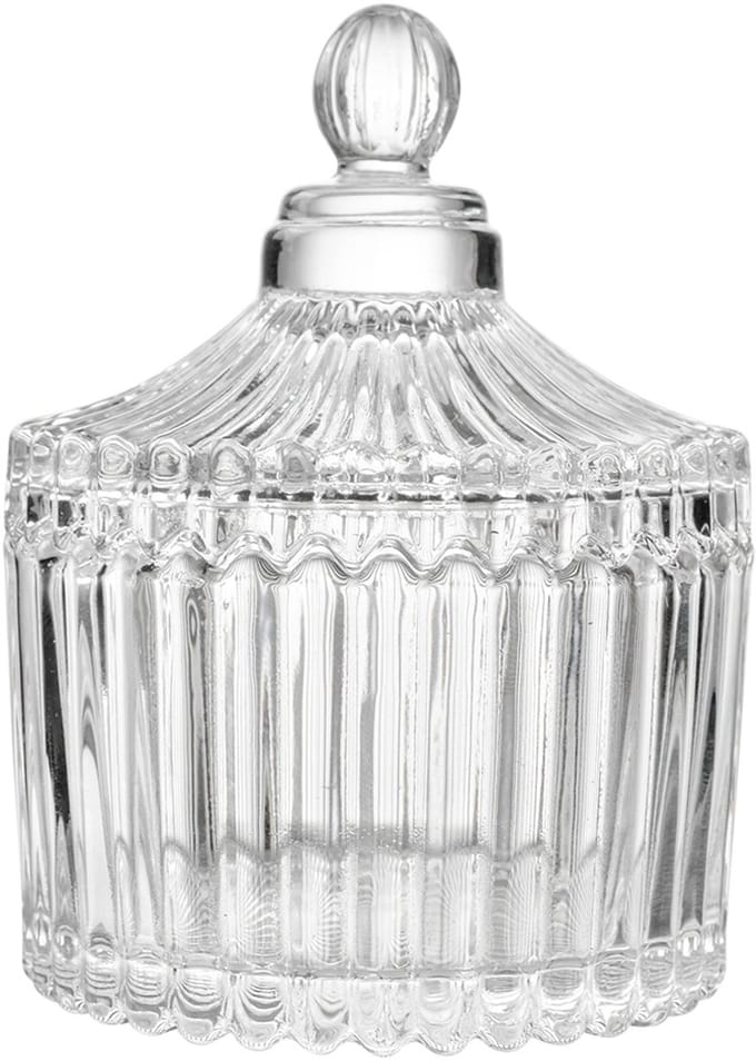Clayre & Eef Voorraadpot Ø 7x9 cm Transparant Glas