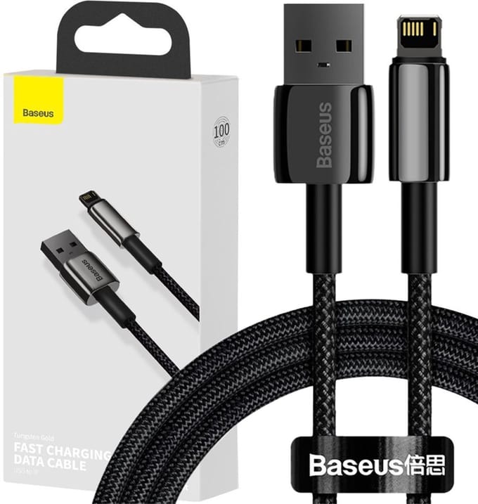 Baseus - Tungsten - USB - Lightning-kabel 2,4 A - 1 - m - zwart - (CALWJ-01)