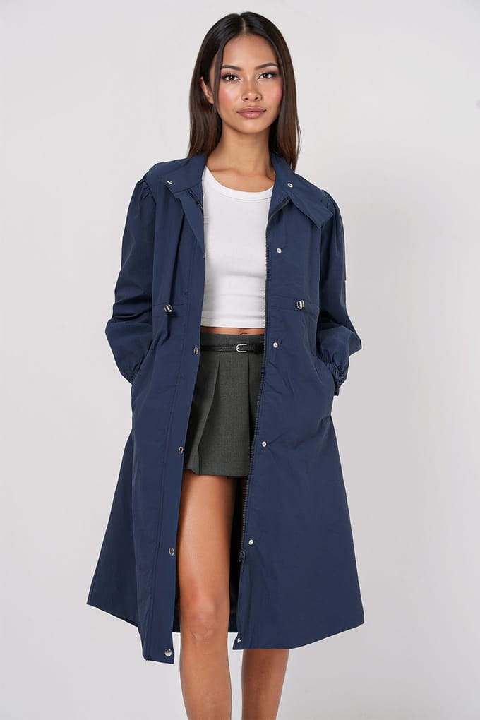 Lange Trenchcoat met Omgeslagen Kraag