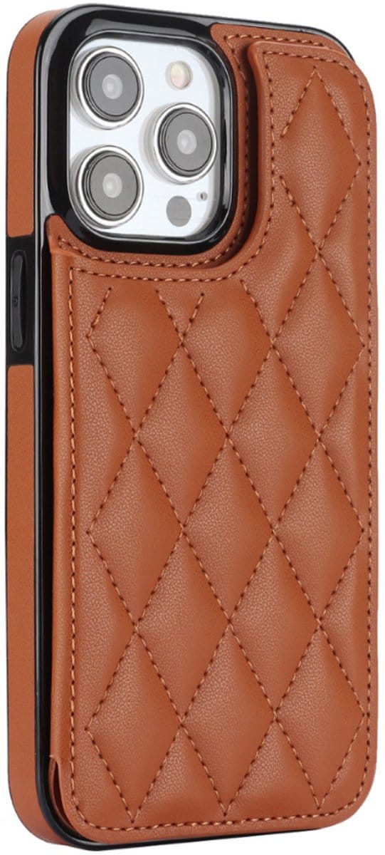 Hoesje geschikt voor iPhone 17 - Backcover - Pasjeshouder - Kunstleer - Bruin