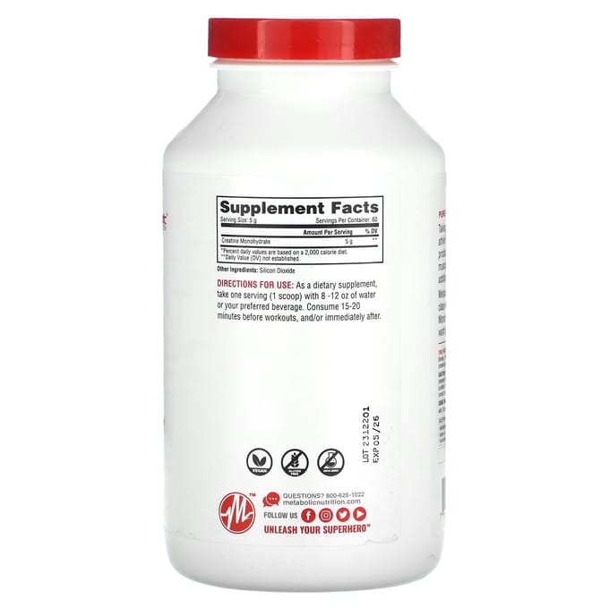 Metabolic Nutrition, Creatine, Ongezoet, 300 g (300 g)