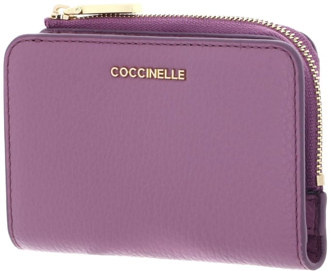 COCCINELLE Leren portemonnee Metallic Soft Wallet Jellyfish paars