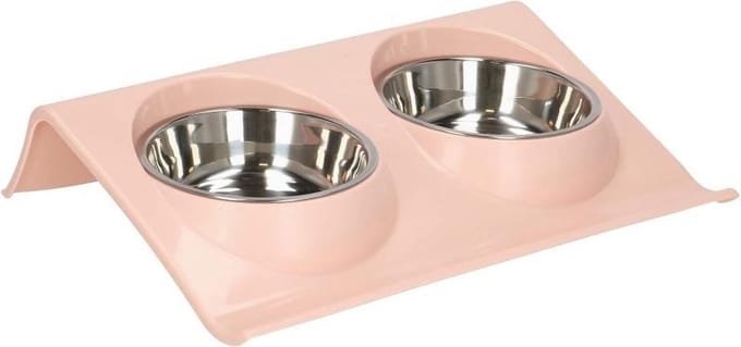 Springos Voerbak | Waterbak | voerbakjes | Drinkbak | Eetbak | Dubbel | Roze