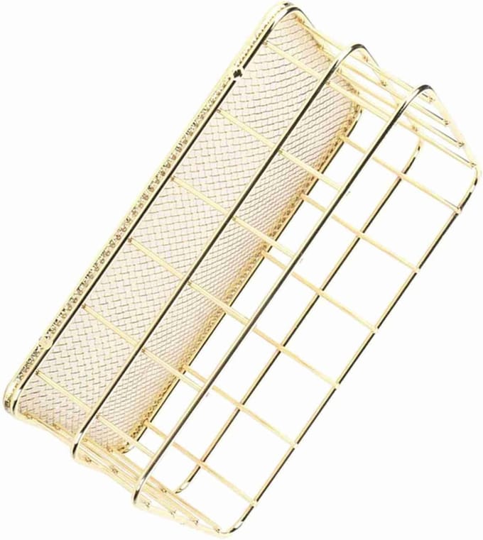 Multifunctionele Gouden Opbergmand van Draad, Ideaal voor Bureau, Snacks en Kleine Voorwerpen, Compact Formaat
