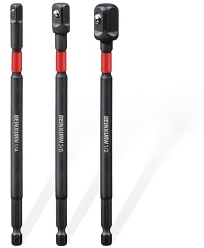 Steeksleuteladapterset voor verschillende formaten 1/4" 3/8" 1/2" - 3 Stuks
