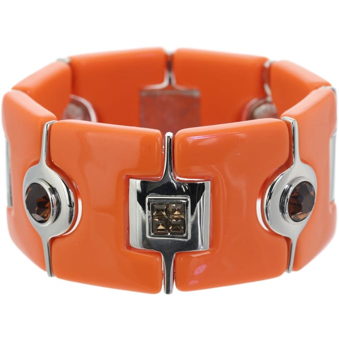 Behave – Armband dames elastisch – oranje retro glamour – 3,5 cm breed
