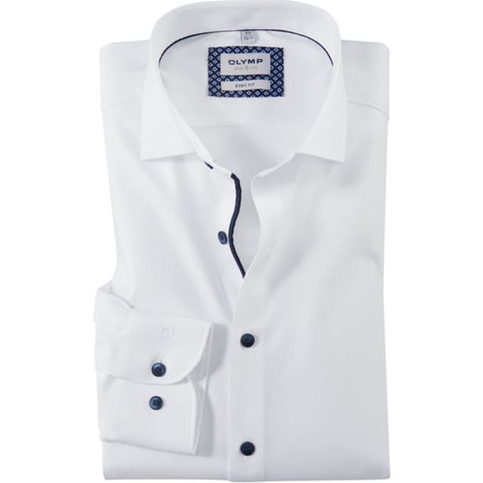OLYMP Level 5 body fit overhemd - twill - wit - Strijkvriendelijk - Boordmaat: 38