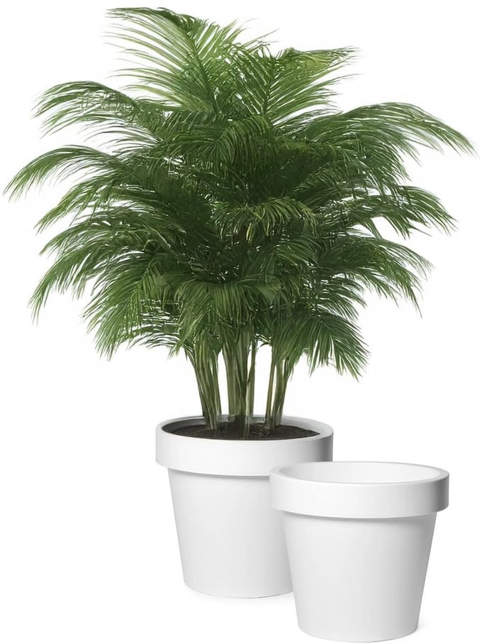Mega Collections Plantenpot - 2x - kunststof - wit - buiten - D40 x H35 cm - bloempot