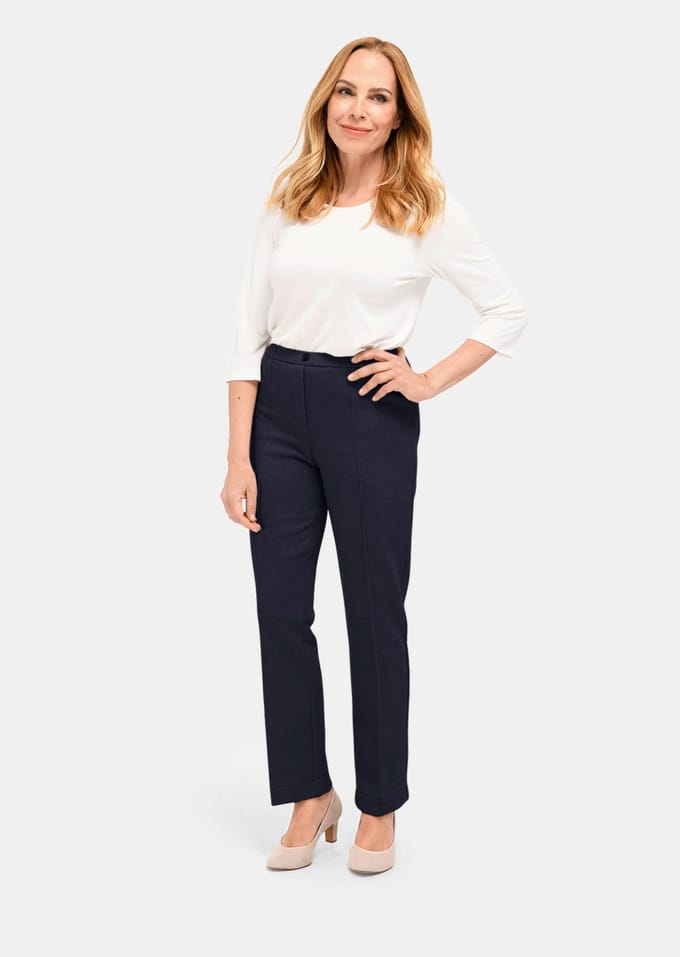 Jersey thermobroek CARLA met elastische tailleband - marine - Gr. 19 van Goldner Fashion
