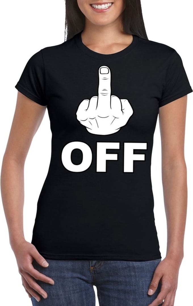 Fuck off t-shirt zwart - dames - katoen S