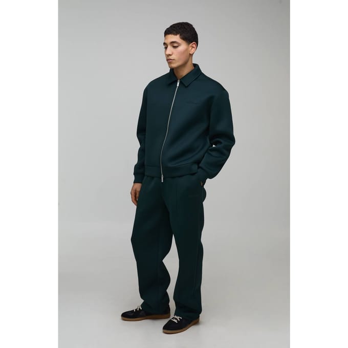 Regular Fit Scuba Harrington Jacket & Trouser Set | Forest | Size Medium