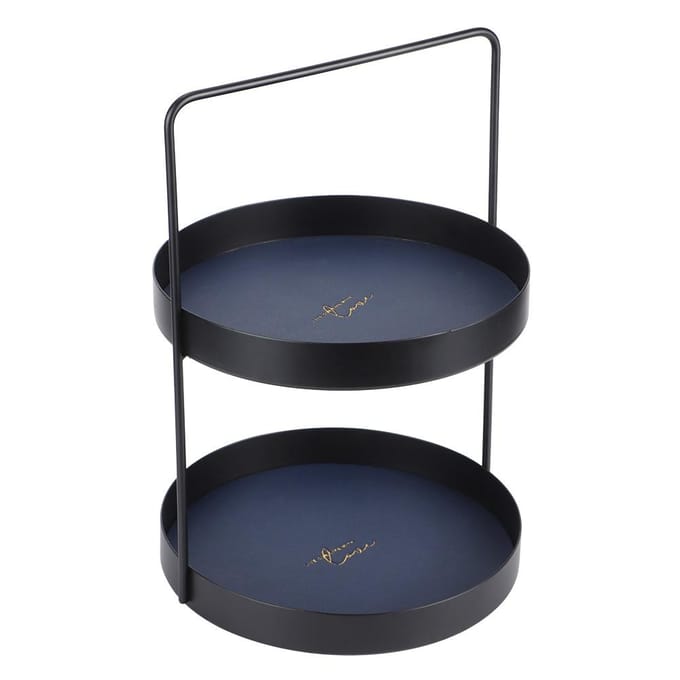 Dubbellaags Make-up Sieraden Display Dienblad Cupcake Dessert Standaard Rek Huis Desktop Decor black