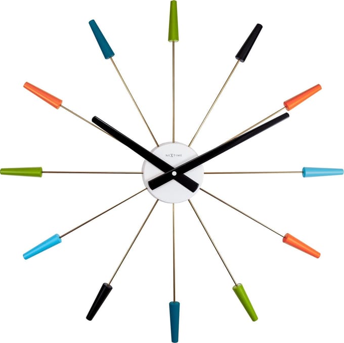 NeXtime Plug Inn – Stille Wandklok – 58 cm – Metaal – Multicolor – Design