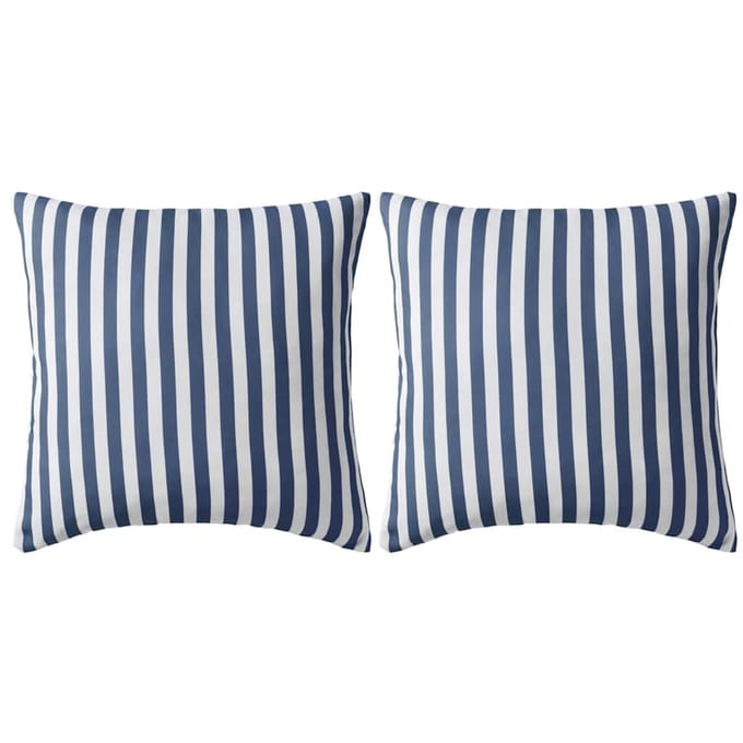 vidaXL - Buitenkussens - 45x45 - cm - gestreept - marineblauw - 2 - st