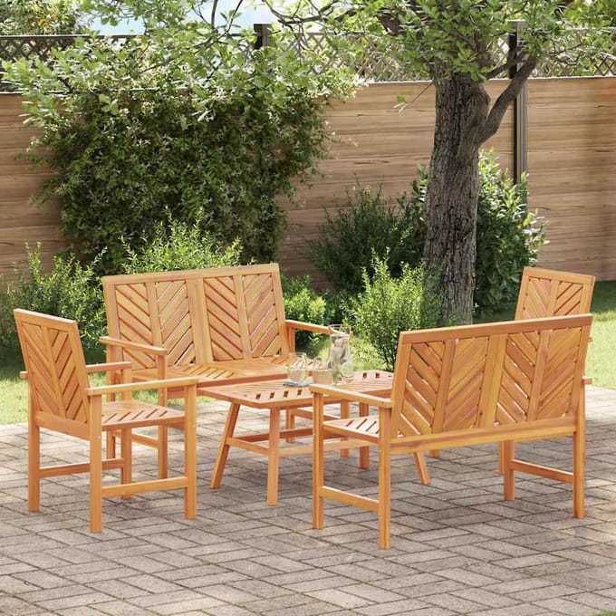 vidaXL - Tuin - loungeset - 5 - st - Bruin - Massief - Acacia - Hout